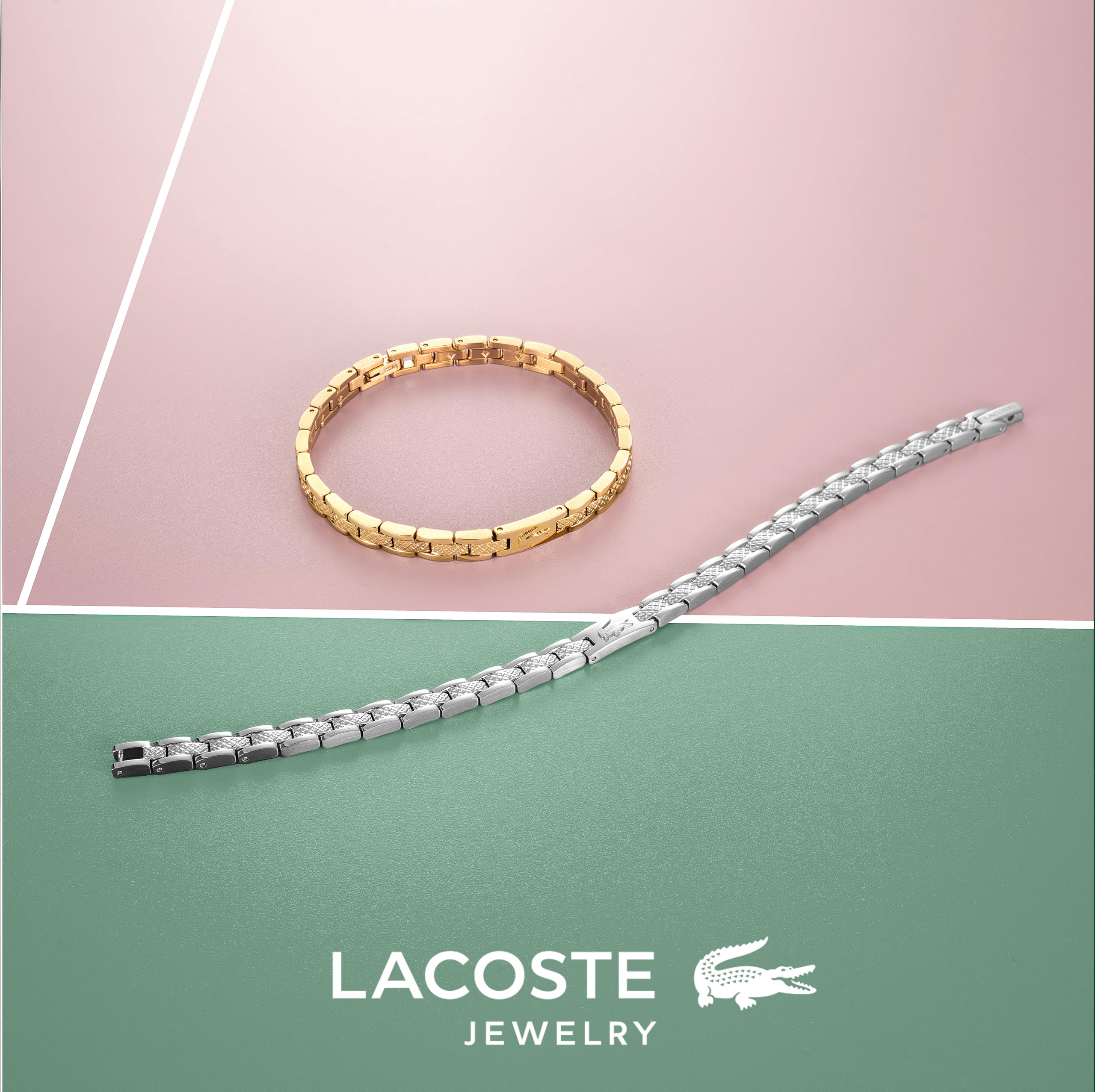 Lacoste Gliederarmband für Damen Kollektion METROPOLE in Gelbgold mit eingraviertem Petit Piqué - 2040465 – Bild 4