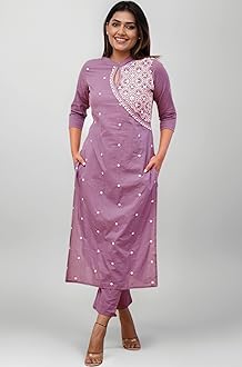 Kurta Set for Women | Women Kurta Pant Set |Cotton Blend Embroidered Regular Women Kurti Set (K-34-38)