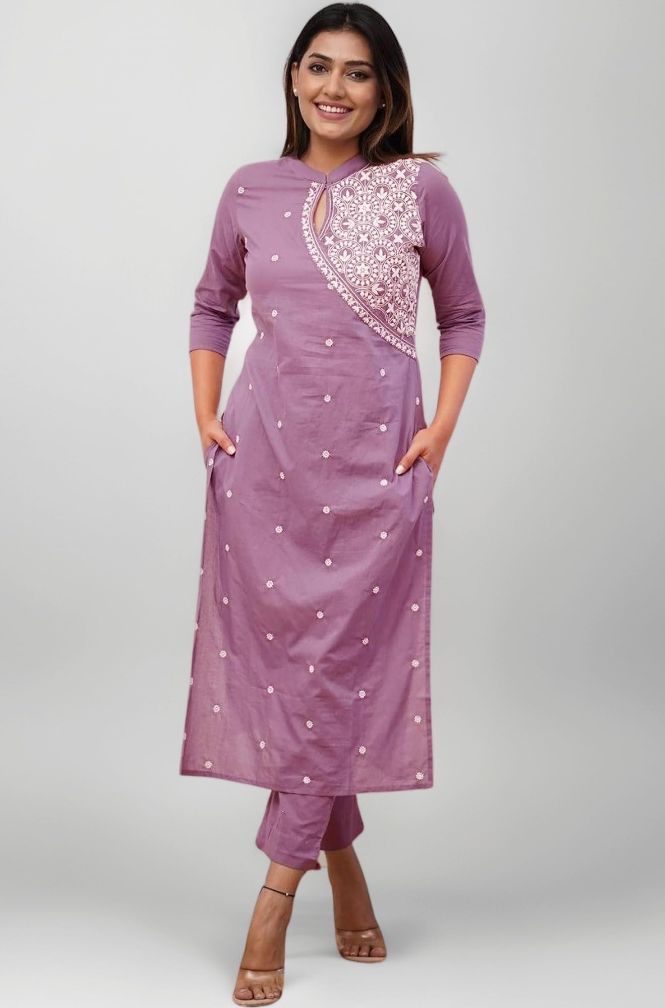 FABNEX Kurta Set for Women | Women Kurta Pant Set |Cotton Blend Embroidered Regular Women Kurti Set (K-34-38)