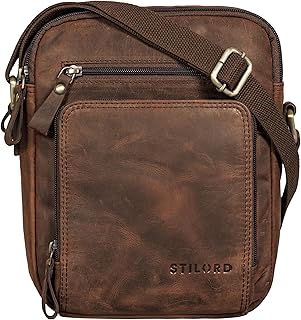 Darius' Bolso Pequeño Hombre Piel Bolso de Hombro Vintage Bandolera Cruzada Mini Bolso Mensajero ideal para Trabajo VIaje de Auténtico Cuero
