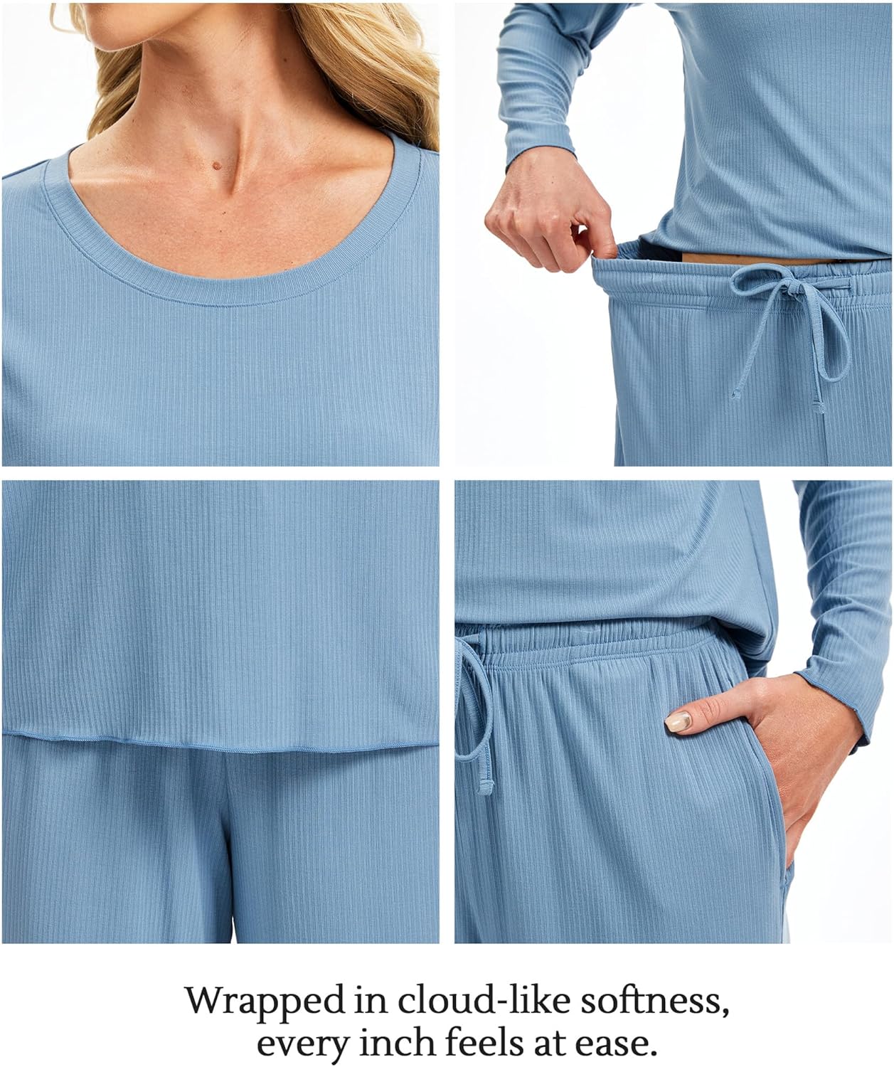 GYS Women's Pajama Set Bamboo Viscose Cloud-Soft Long Sleeve Year-round Comfort Sleep Sets