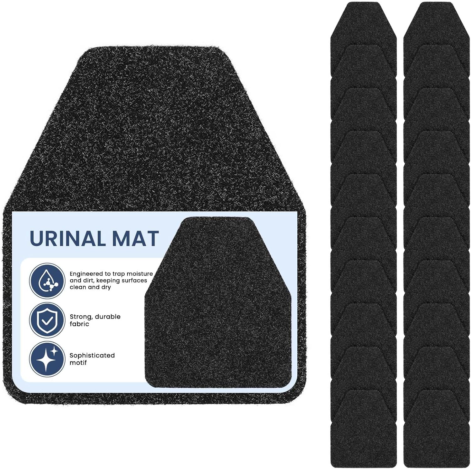 20 Pack Commercial Urinal Mats, Non-Slip Urinal Floor Mat for Men's Bathroom, Washable Rubber Urinal Pads for Business Bathroom