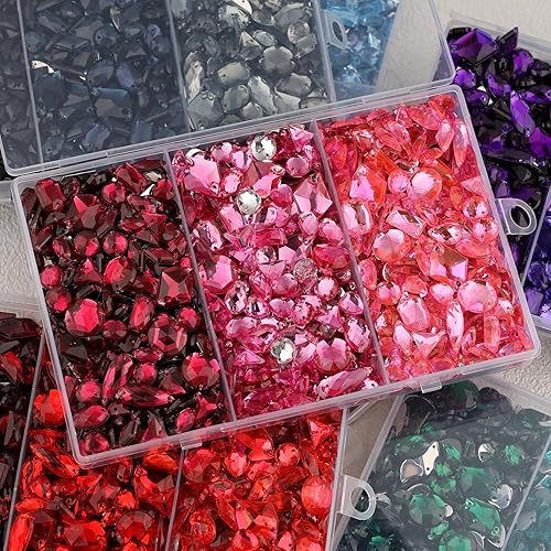 Miniatura 5 de Kikonoke Kit de 950 diamantes de imitación grandes para coser con diamantes de imitación para manualidades, bisutería a granel, gemas para