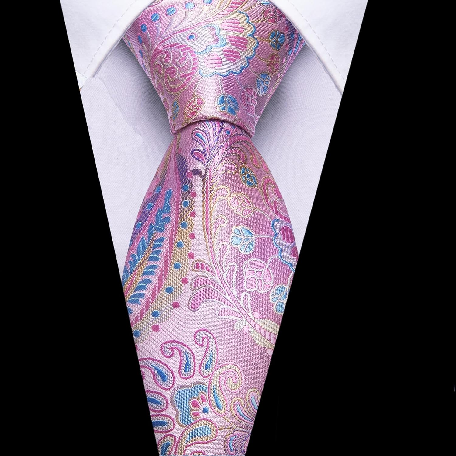 Barry.Wang Paisley Tie for Men Silk Woven Necktie and Tie Clip Set Wedding Party Business Formal - Image 3