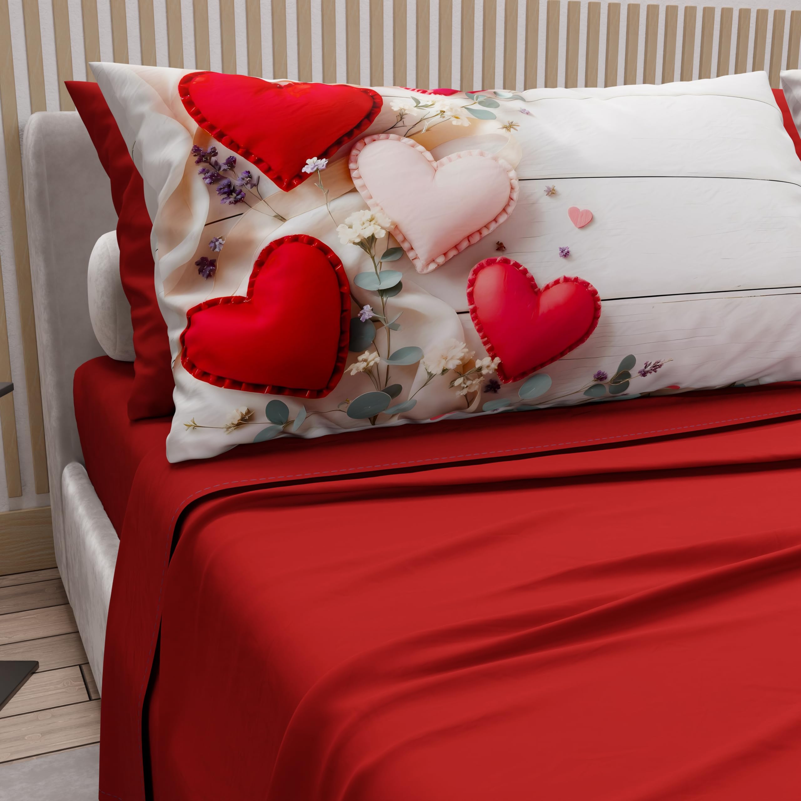 Parure de draps 120x200 100% coton italien motif 344 rouge