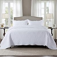 Vista 33 de HoneiLife - Colcha bordada tamaño King - Juego de edredón de microfibra de 3 piezas, colchas ligeras, cubrecamas reversibles, funda de cama retro