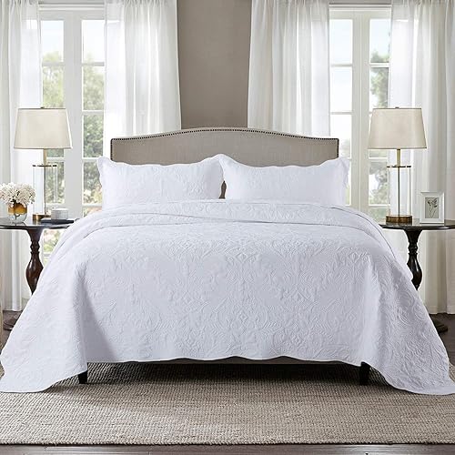 Miniatura 35 de HoneiLife Colchas de tamaño Queen de gran tamaño de 110 x 106 pulgadas, juego de ropa de cama tamaño Queen de 3 piezas, cubrecamas reversibles,