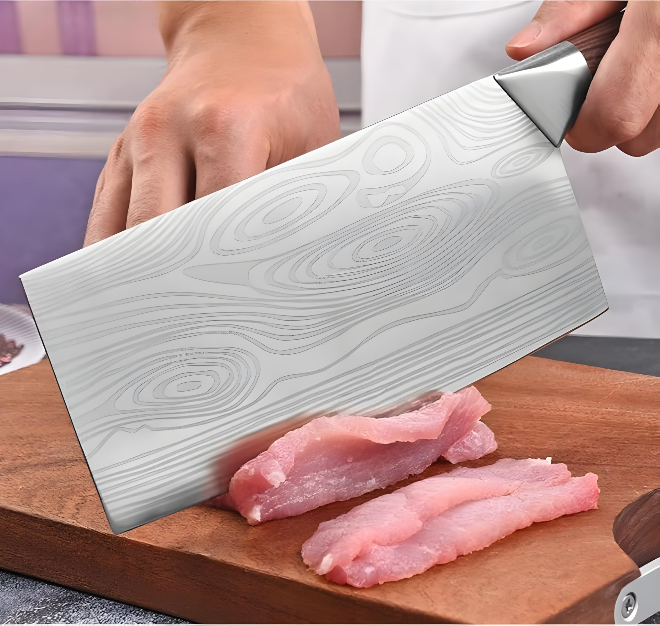 Wizbiz Premium 7 Inch Blade Meat Cleaver Knife for Kitchen Heavy Duty Japanese Bone Cutter Knives Hand Forged Knife Boning Knife Multi-Purpose Knife Butcher Knife 3