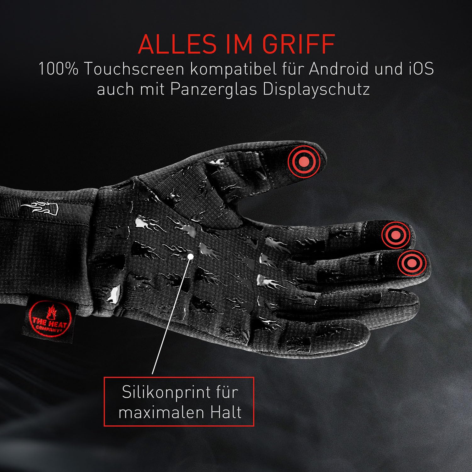 THE HEAT COMPANY – Wind PRO Liner - Windabweisende- Premium Qualität - Wasserabweisend - Touchscreen Handschuhe Herren & Damen - Winterhandschuhe: Fahrradhandschuhe & Laufhandschuhe