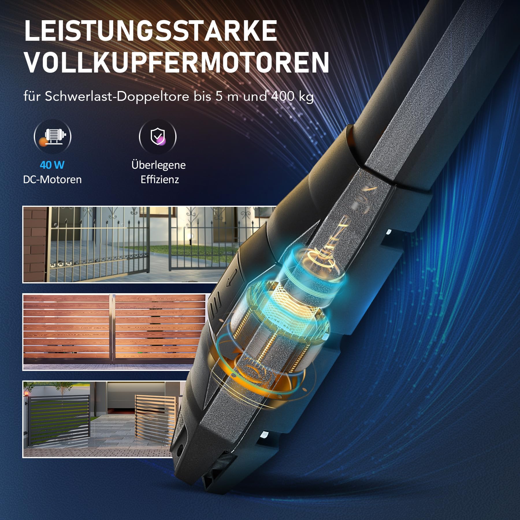 CO-Z Automatischer Flügeltorantrieb 800kg Doppelflügeltorantrieb Torantrieb Drehtorantrieb Toröffner Drehtoröffner Set Max. 2,5 m oder 400kg pro Flügel mit 2 Fernbedienungen Swing Gate Opener (40Wx2)
