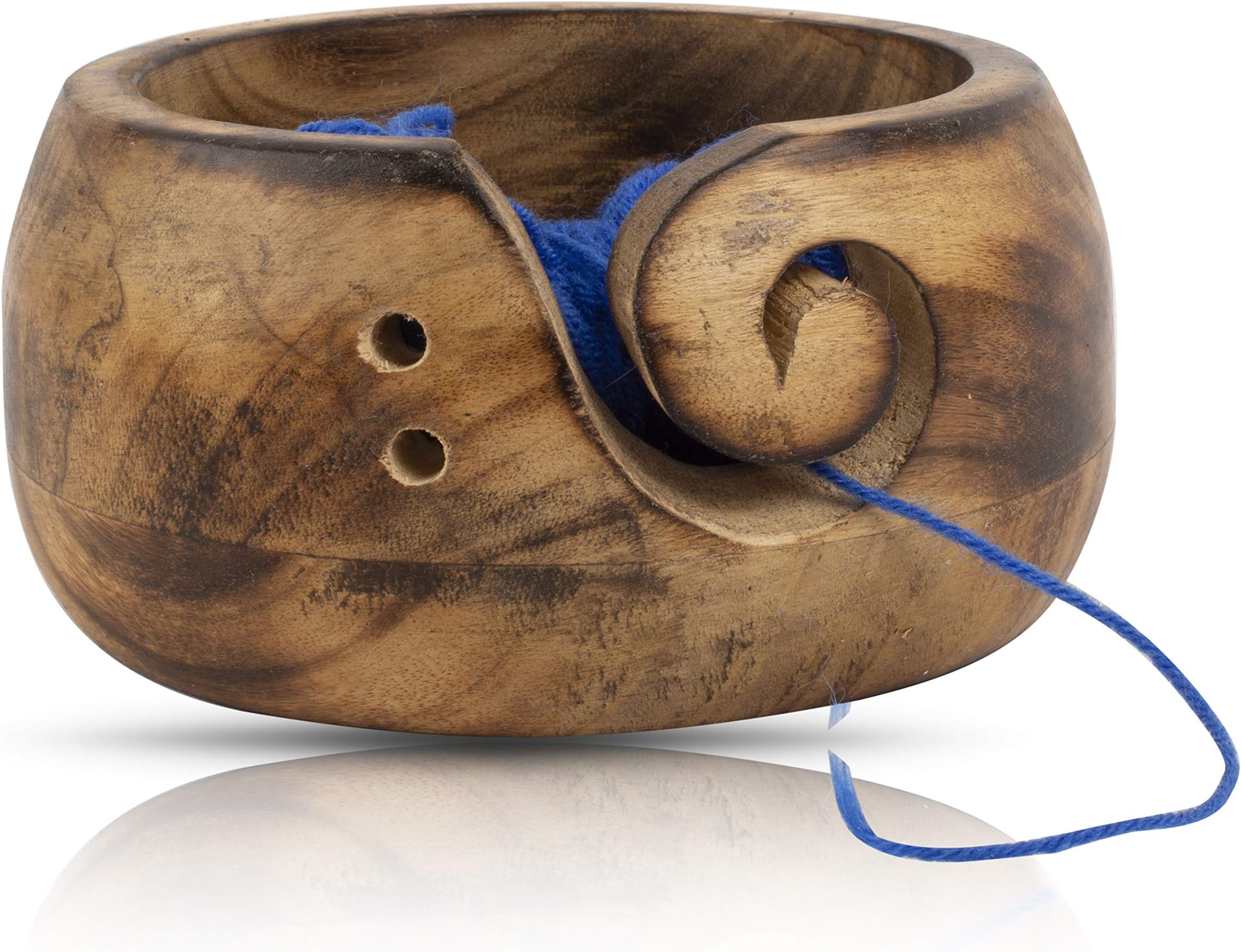 Handcrafted Wooden Yarn Knitting Crochet Bowl Holder For Skien Yarn Balls Decorative Storage Organizer Crocheting Needlework Knitting Accessories Kit Supplies Sturdy Non Slip Gifts For Mother Her