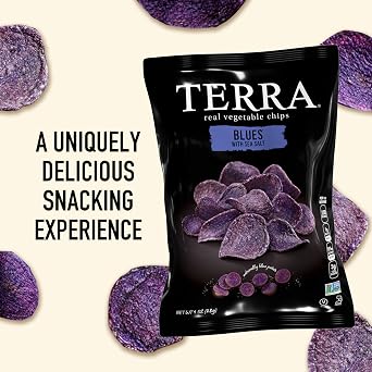 Terra Vegetable Chips, Blues Chips with Sea Salt, 1 Oz (Pack of 24)