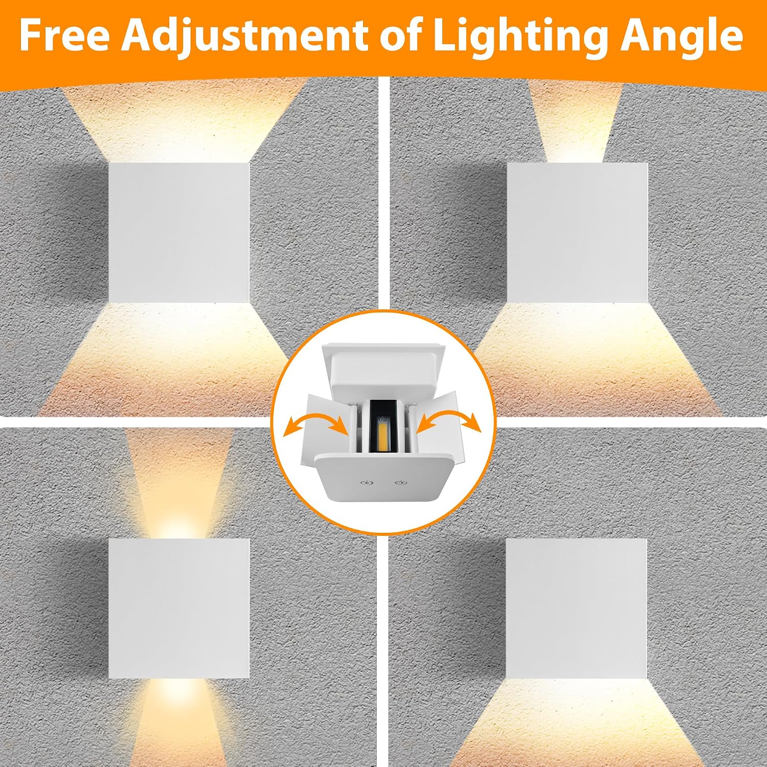 Housen Solutions 2 Pack LED Outdoor Wall Lights, Exterior/Interior Up Down Wall Lights IP65 Waterproof, Modern Wall Sconces for Patio House,12W 3000K Warm Lights, White