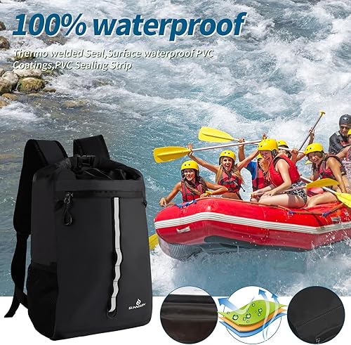 Miniatura 2 de Mochila seca de 20 litros, impermeable, kayak, con bolsa para la cintura y funda para teléfono, mochila impermeable para kayak, playa, rafting,