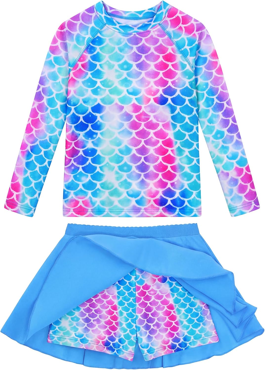 Snowheart Girls Rash Guard Swimsuit Set Long Sleeve Bathing Suit Two Piece 3-12 Years
