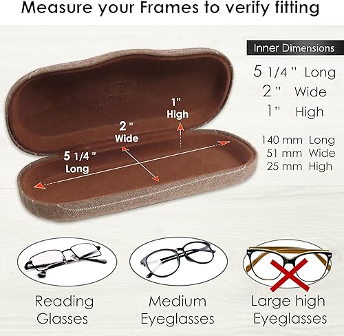 Miniatura 5 de MyEyeglassCase Estuche rígido de concha de almeja para marcos medianos Estuche para gafas de viaje con clase para hombres y mujeres