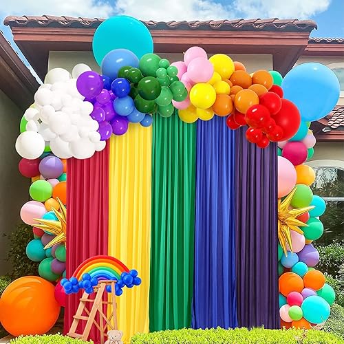 Miniatura 9 de Cortinas de fondo de arcoíris de 25 x 7 pies, decoraciones de cumpleaños arcoíris para fiesta de cumpleaños de unicornio, decoración de baby shower,