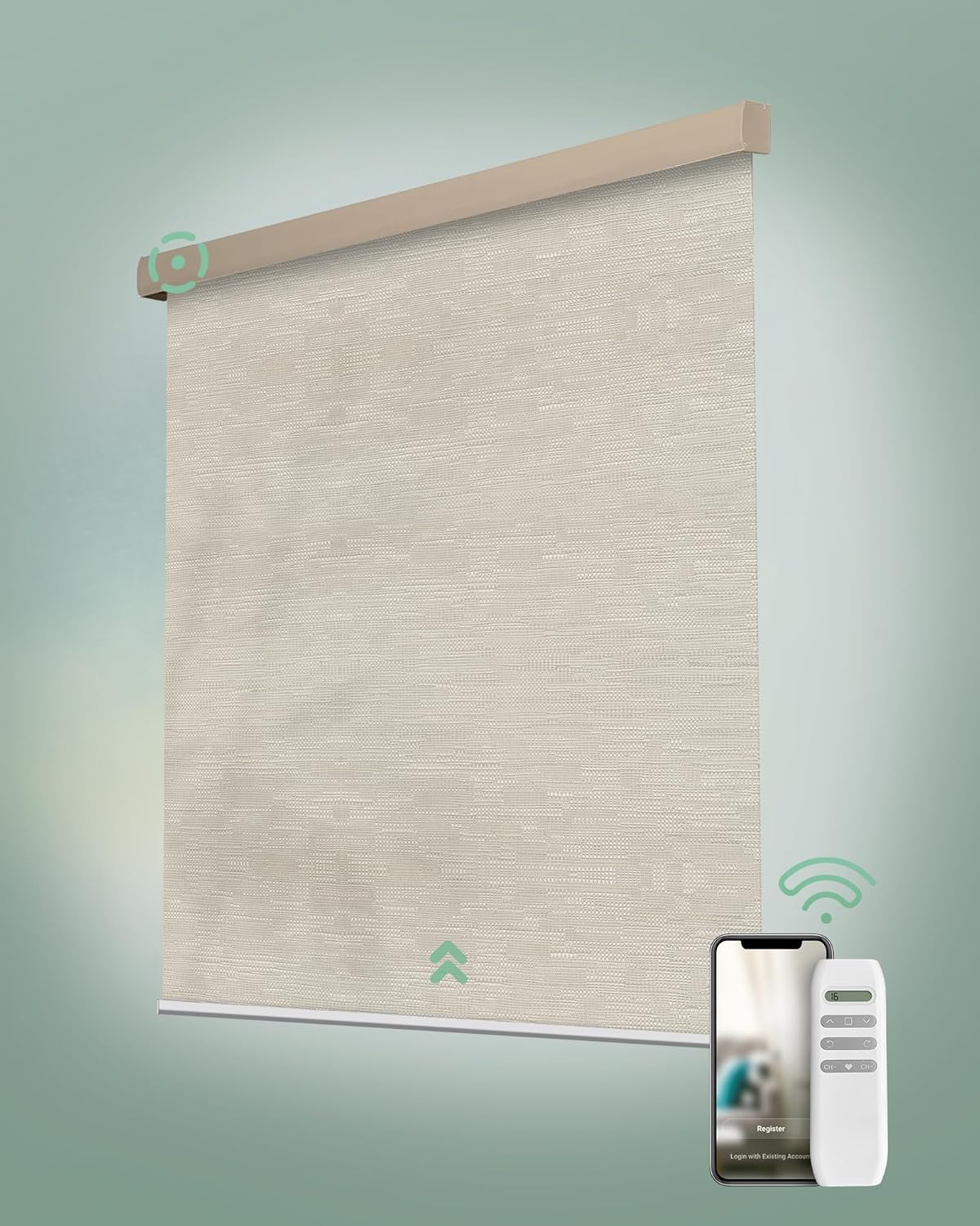 Yoolax Motorized Blinds with Remote, Light Filtering Smart Blinds for Windows Work with Alexa Google via Hub, Cordless Automatic Roller Shades Customized Size (Light Filtering Jacquard Coffee)
