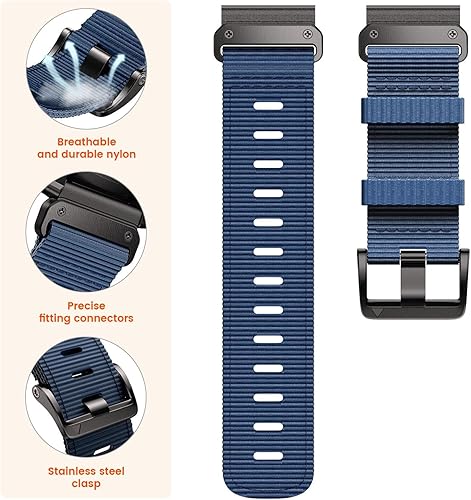 Vista 30 de Compatible con Garmin Fenix 7X/Fenix 6X/Fenix 5X/Fenix 8 2.008 in/5X Plus/6X Pro/7X Pro, correa de nailon Quickfit 26 para Tactix 7/Descent