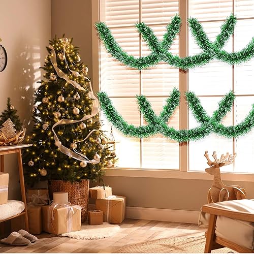 Miniatura 5 de Guirnalda de oropel de Navidad de 118 pies de largo, con brillantina, para colgar en el árbol de Navidad, para fiestas, vacaciones, bodas,