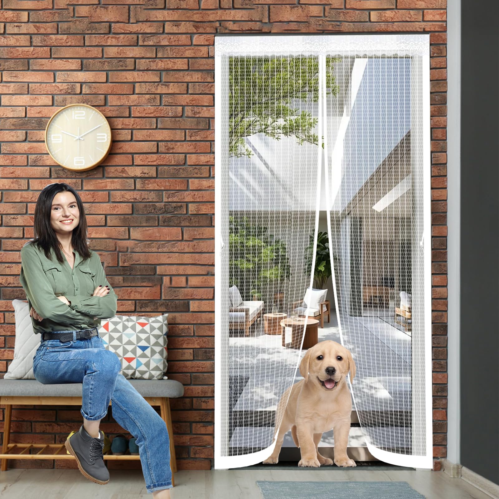 Moustiquaire patio magnétique 230 x 188 cm blanche pour aérer le salon sans insectes