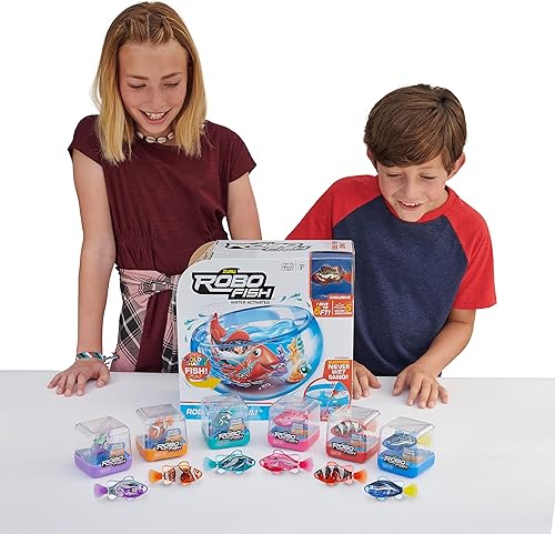 Miniatura 7 de Robo Alive Pez Robótico Robo Fish Peces Robóticos Nadadores (Azul + Rojo Paquete de 2) por ZURU Activado por Agua, Cambia de Color, Viene con