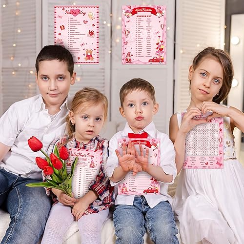 Miniatura 6 de Chinco 127 tarjetas de juegos para el día de San Valentín, juego de bingo para adultos y niños, fiesta del día de San Valentín con lápiz,