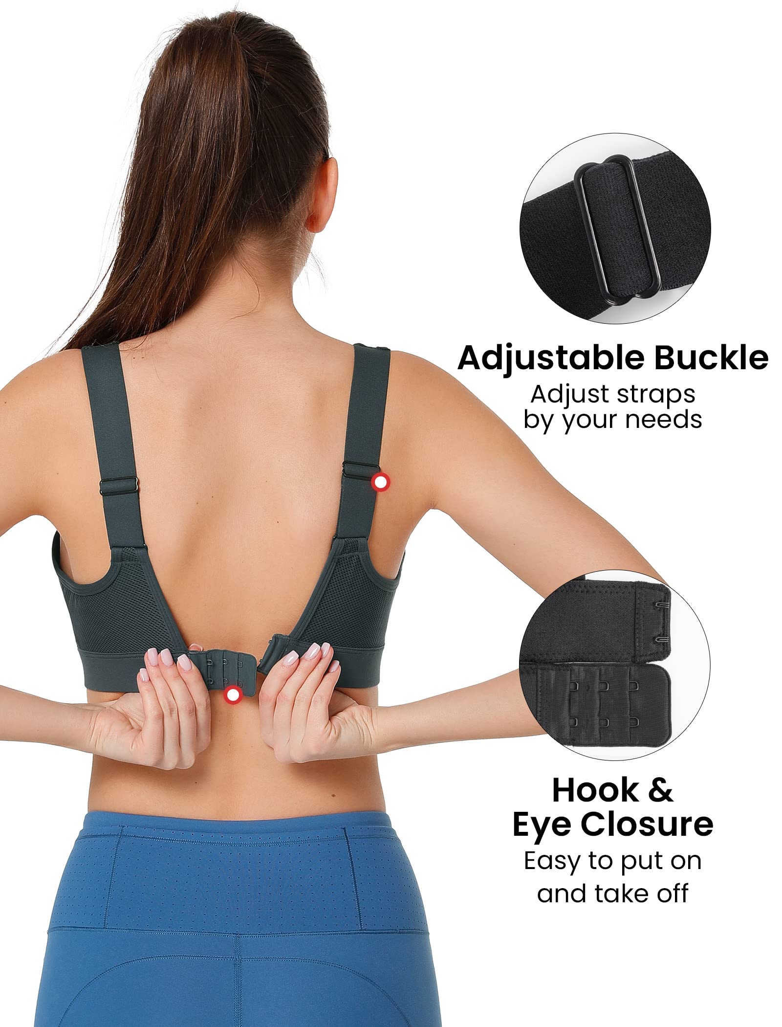 Yvette Reggiseni sportivi regolabili modellati di supporto - Reggiseno senza fili ad alto impatto per seni grandi