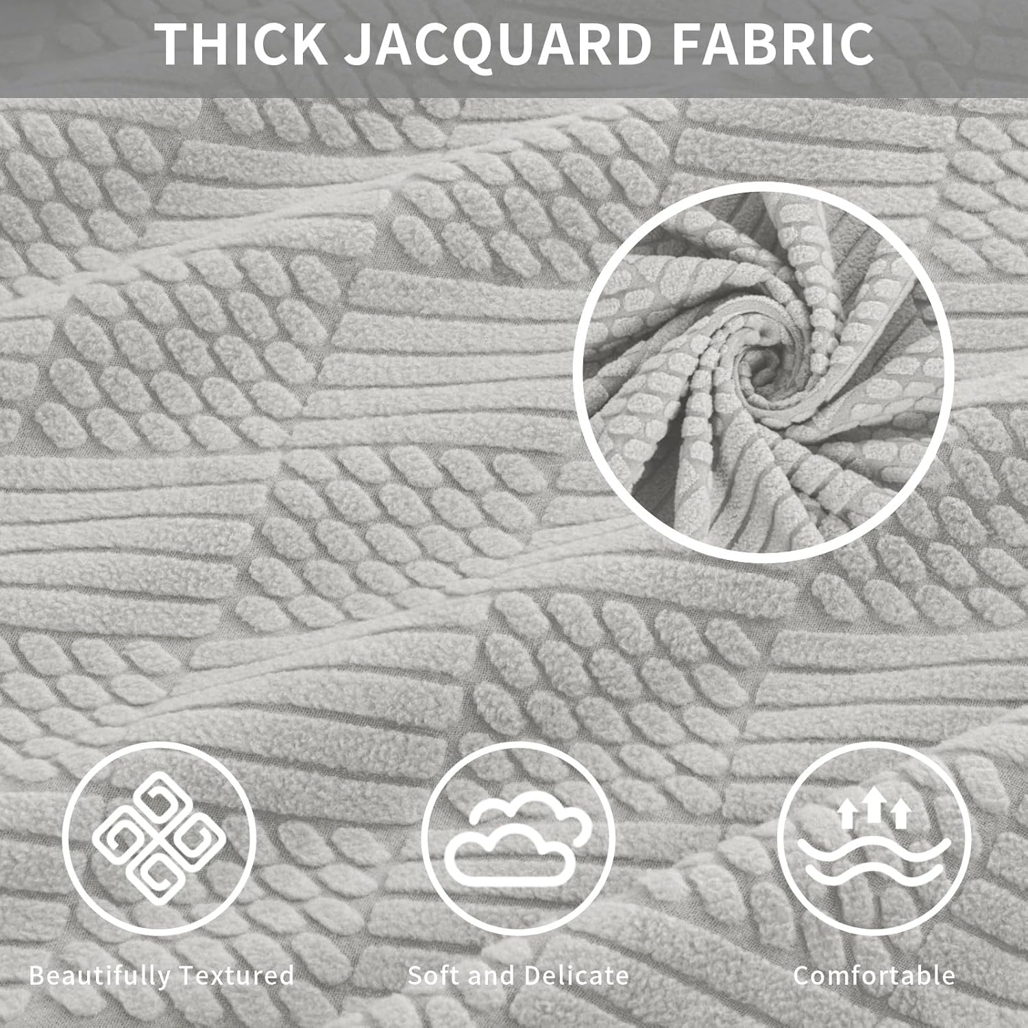 Easy-Going Waterproof Couch Cushion Covers for Couches and Sofas, Stretch Jacquard Sofa Seat Cover Replacement for Dogs, Pets & Kids, Durable Furniture Protector for Sofa Cushions, Light Gray