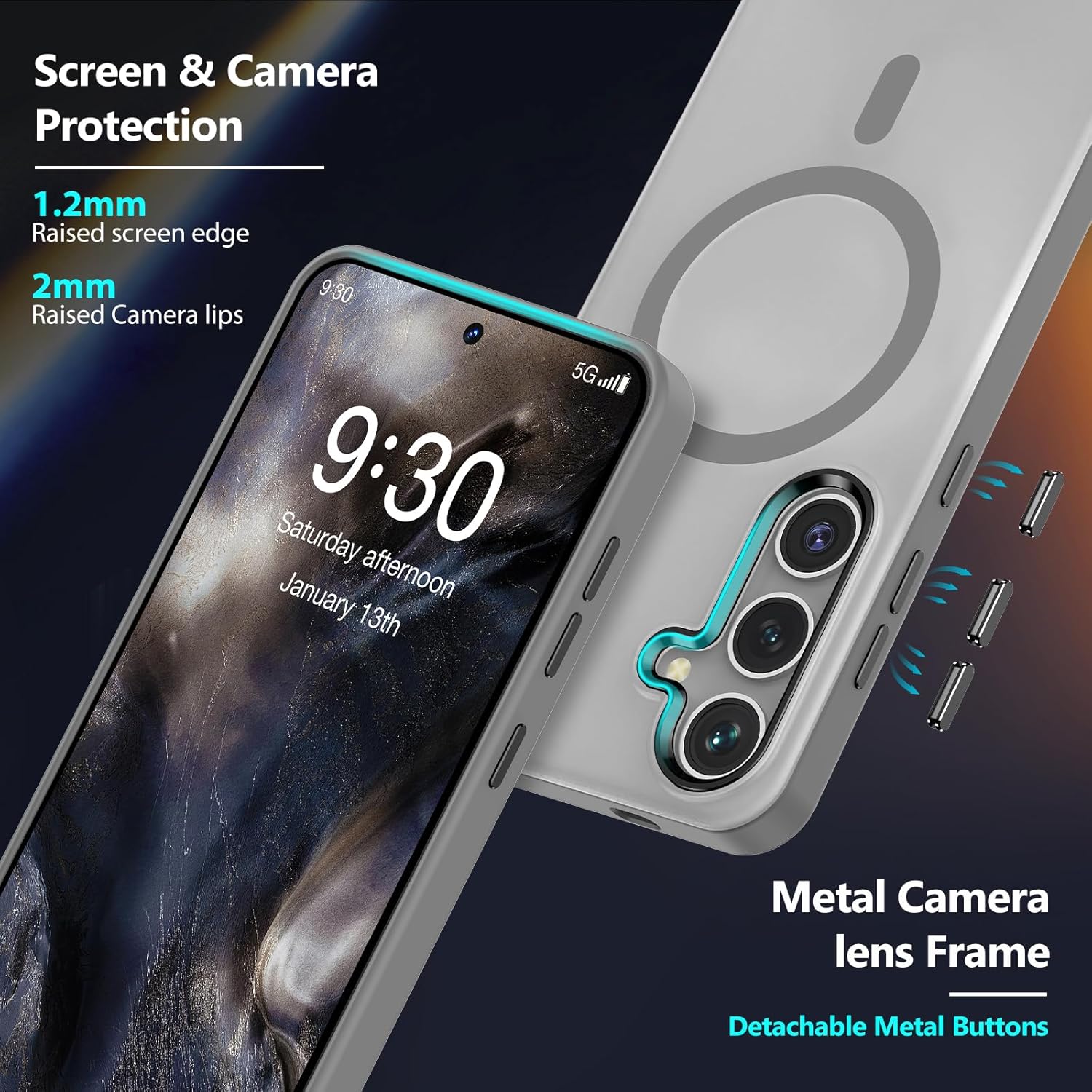 MATEPROX Magnetic Compatible with Samsung Galaxy S25 Plus Case, Stylish Slim Translucent Matte Protective Cover with Screen Protector for S 25+ 6.7'' 2025-Titanium Gray - Image 4