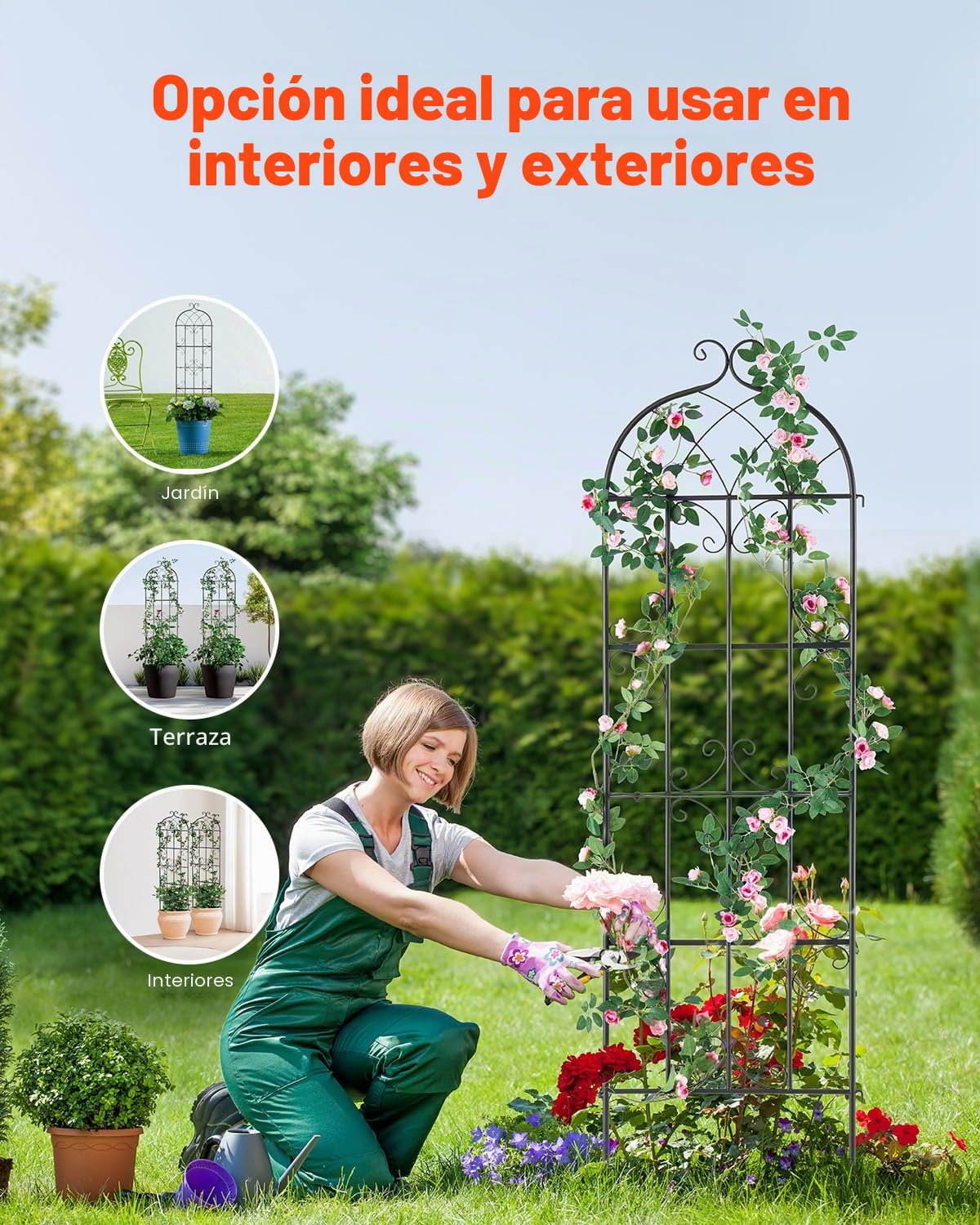 VEVOR Enrejado de Metal para Plantas Trepadoras 51 x 180 cm Soporte para Rosas Trepadoras 6 Piezas Arco para Enredaderas Soporte para Pepinos Decorativo para Clemátides para Patio, Césped, Jardín