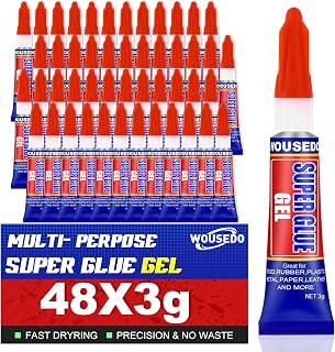 48 x 3g Super Glue Gel, Fast Strong Adhesive, Strong Cyanoacrylate (CA) Glue for Plastic, Metal, Ceramic, Leather, Wood, DIY Crafts and More – Quick Dry, Thick Formula, All-Purpose Instant Bond