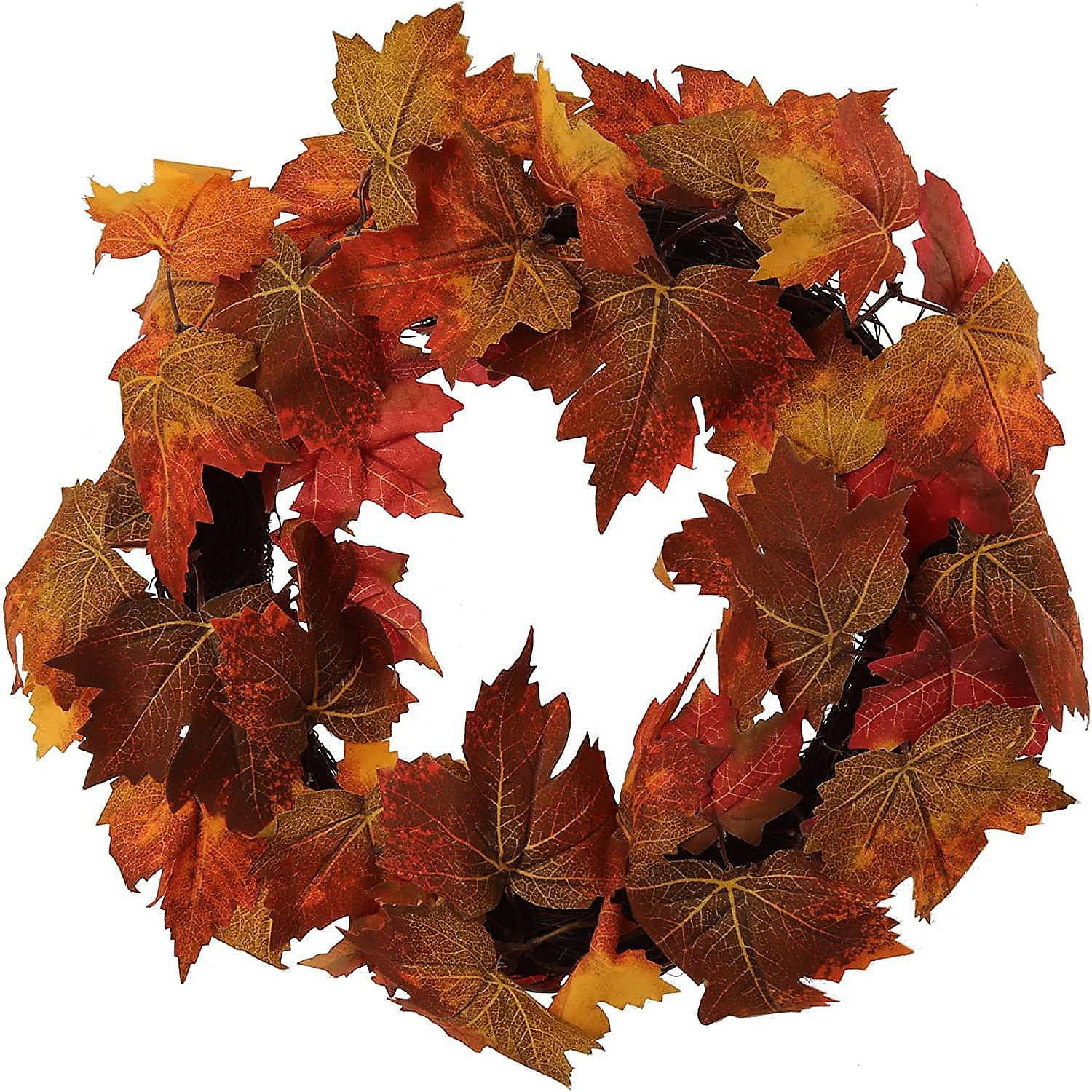 Gajula.Enterprises 1pc Multi-Colored 16" Fall Wreath, Artificial Leaves & Accents, Christmas & Autumn Decor, Perfect for Door & Wall Display