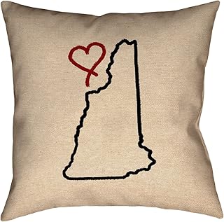 ArtVerse Katelyn Smith New Hampshire Love 20" x 20" (Pillow Cover Only) Pillow-Faux Suede Double Sided Print with Conceale...