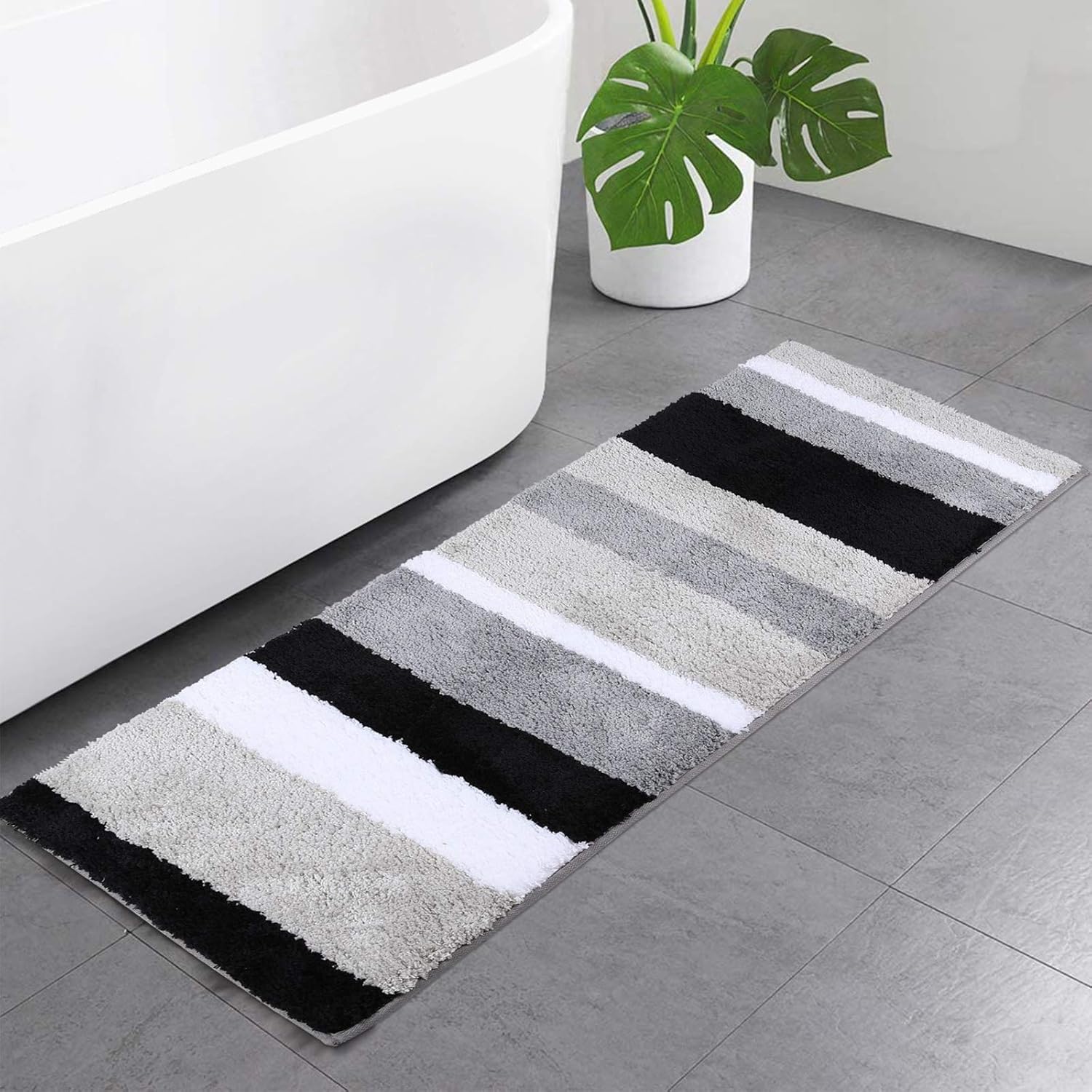 Buy Buganda Microfiber Stripe Bathroom Rugs Runner