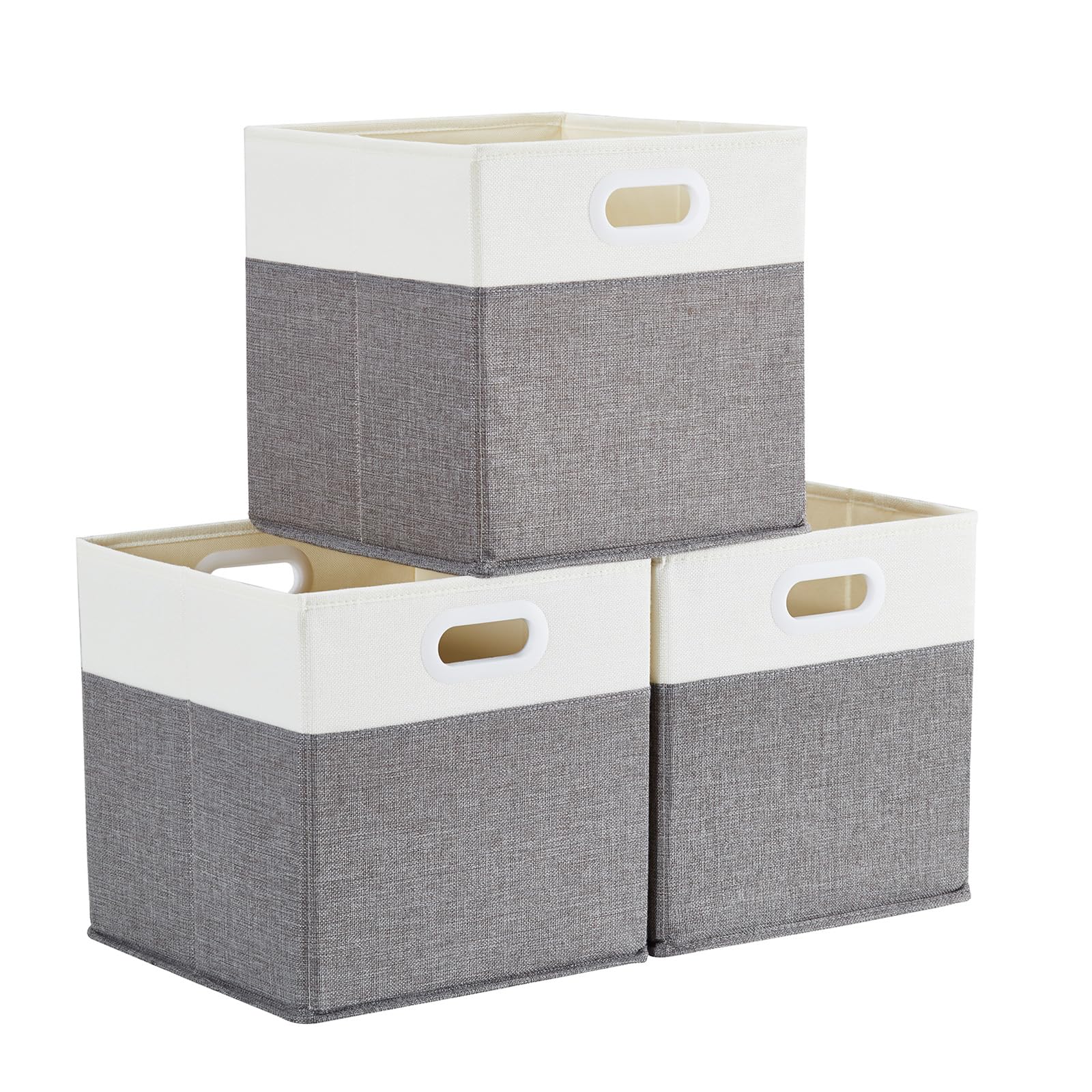 Mangata Cube Storage Boxes 33x38x33cm, Grey Cream White, 3Pcs