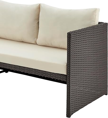 Miniatura 7 de Manhattan Comfort Menton - Juego de muebles de patio de 3 piezas, silla de salón y sofá de 2 plazas con mesa auxiliar, marco de acero envuelto en