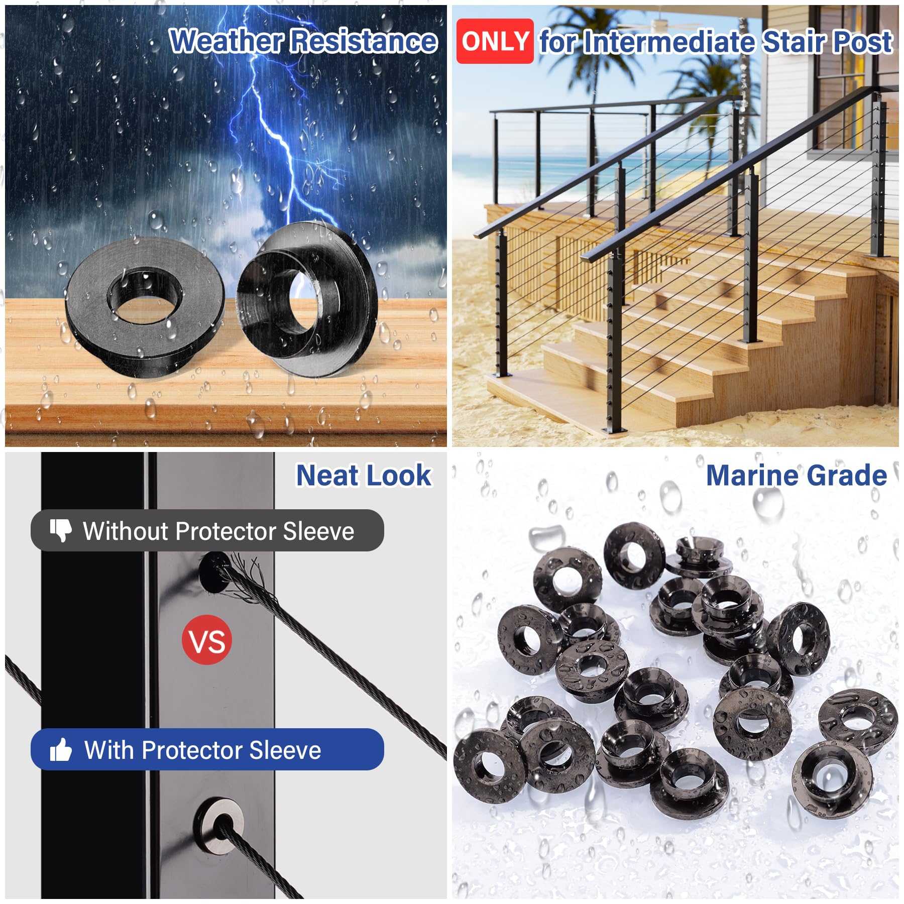 Snapklik.com : Fulifix 20Pack Black Cable Railing Angled Protector ...