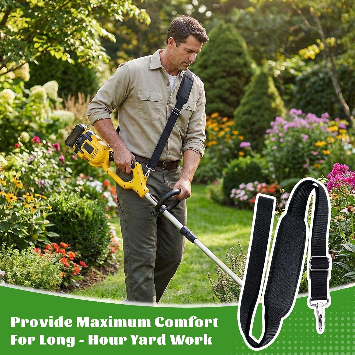 Timgle 2Pcs 0.095" Round Twist String Trimmer Line 328ft String with Adjustable Trimmer Shoulder Strap for Garden Brush Cutter Lawn Trimmers