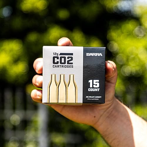 Vista 14 de Barra Airguns 12 Gram CO2 Cartridges, Unthreaded, Compatible for Use with Air Guns, Air Pistols, Airsoft Guns, and Air Rifles, Paintball Gun