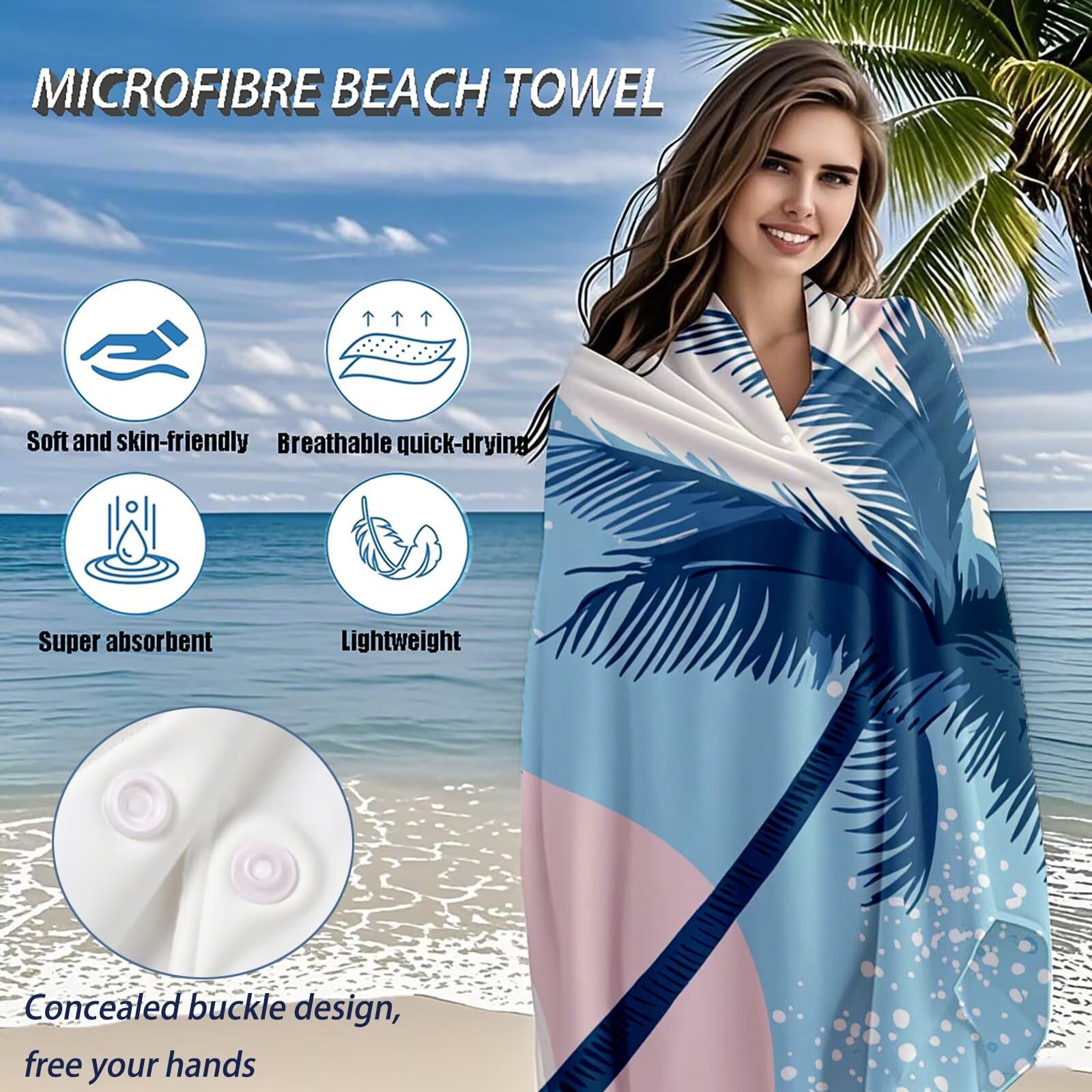 Telo Mare Microfibra, Telo Mare Grande 200x100 cm Set da 2, Antisabbia Asciugatura Rapida Assorbente Salvietta da Spiaggia Asciugamano per Palestra Piscina Viaggi Picnic, Regali Donna Estate Q-632
