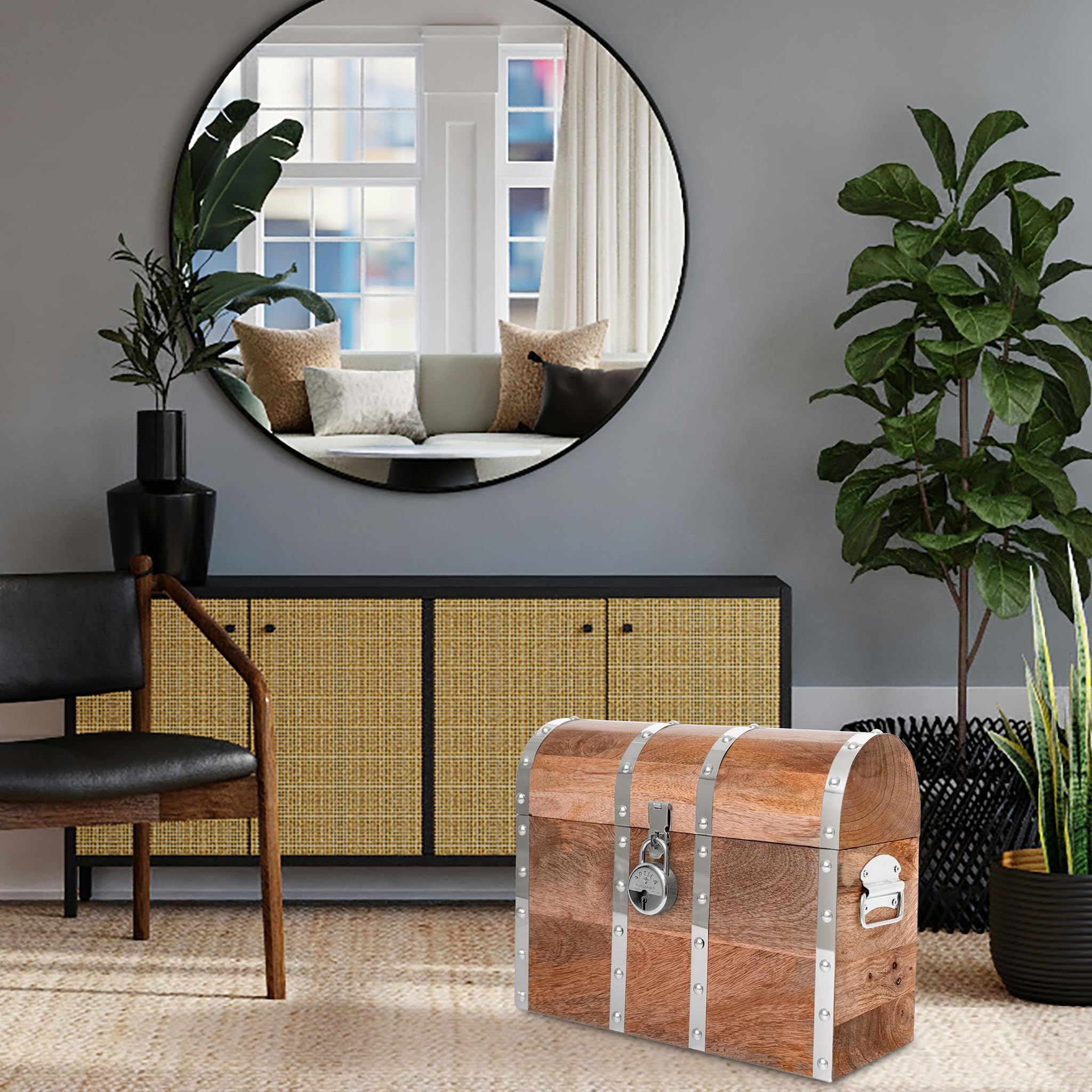 Amazon｜Vizayo 大型宝箱 鍵と鍵付き - 16 x 12インチ ハンドメイド