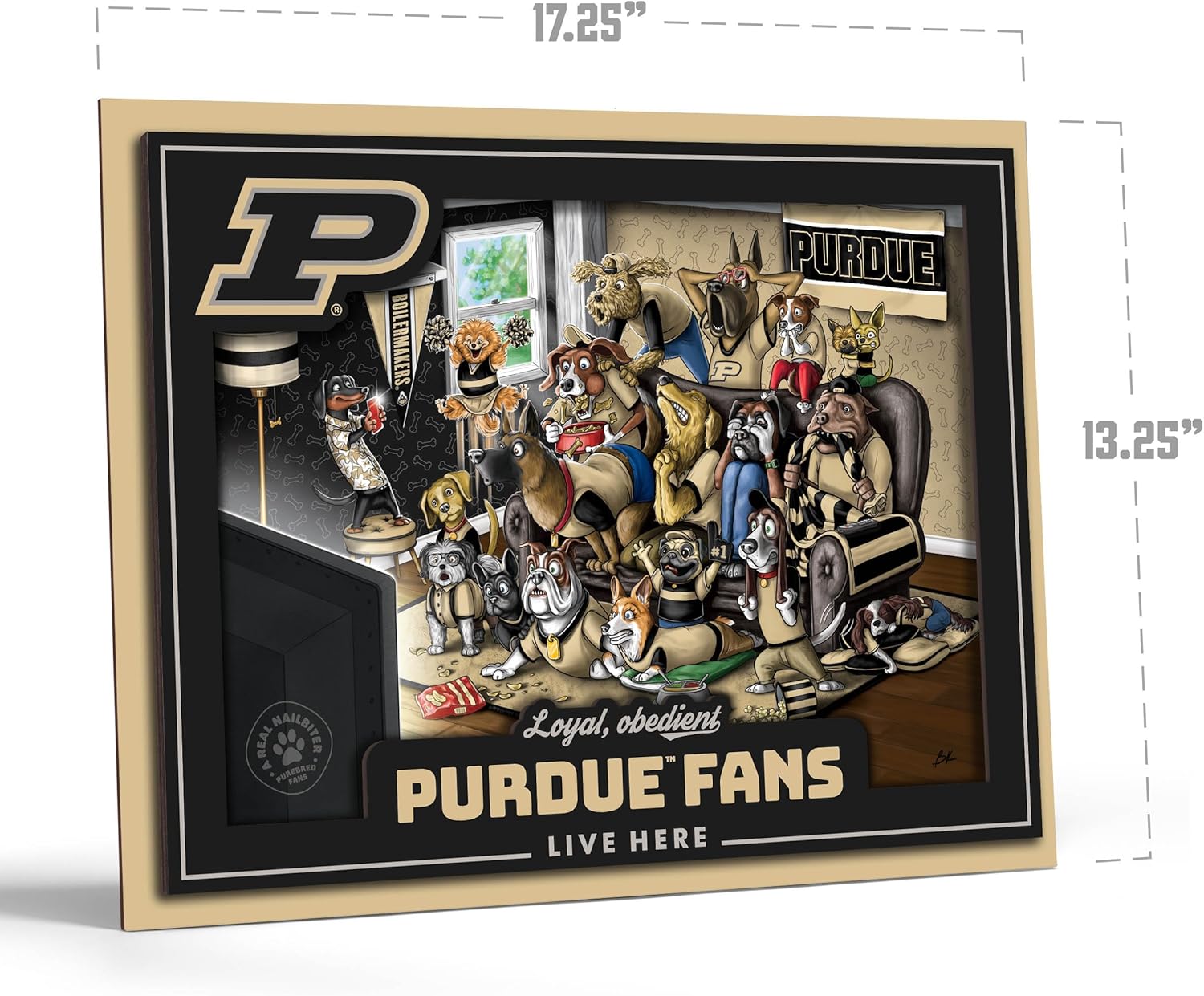 YouTheFan Officially-licensed NCAA Purebred 3D Wall Art - Humorous original hand-drawn cartoon artwork, multi-layer, funny gift, indoor team decor