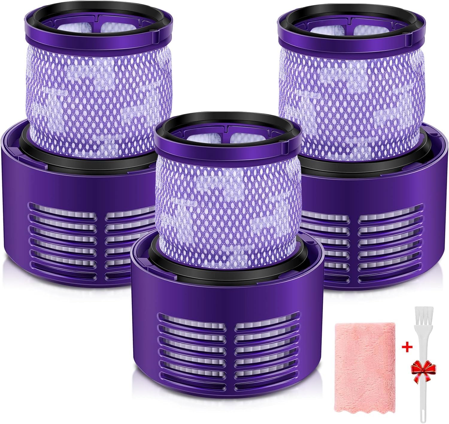 morpilot Filter for Dyson Pack of 3 Replacement Filters for Dyson V10 SV12 Cyclone Animal Absolute Vacuum Cleaner Replacement Part, Washable HEPA Filter with Cleaning Brush and Towel, Replace #