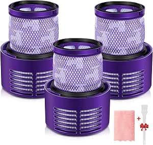 morpilot 3PCS Filtros Lavables de Reemplazo Compatible con Dyson Aspiradora V10 Cyclone, V10 Absolute, V10 Animal, V10 Total Clean, SV12, Reemplazo para No. 969082-01