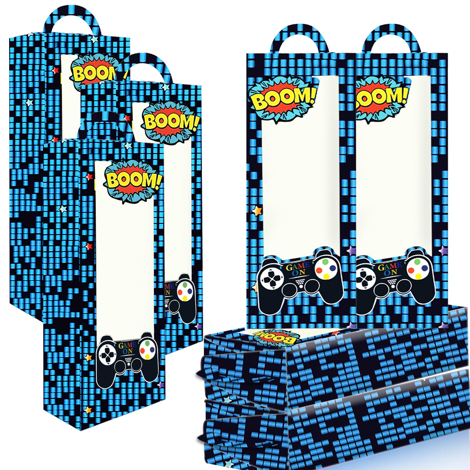 QZYCMHOO 24PCS Video Game Party Favors Boxes Gamer Party Favors,Party Favor Boxes with Window,Game On Birthday Decorations Video Game Birthday