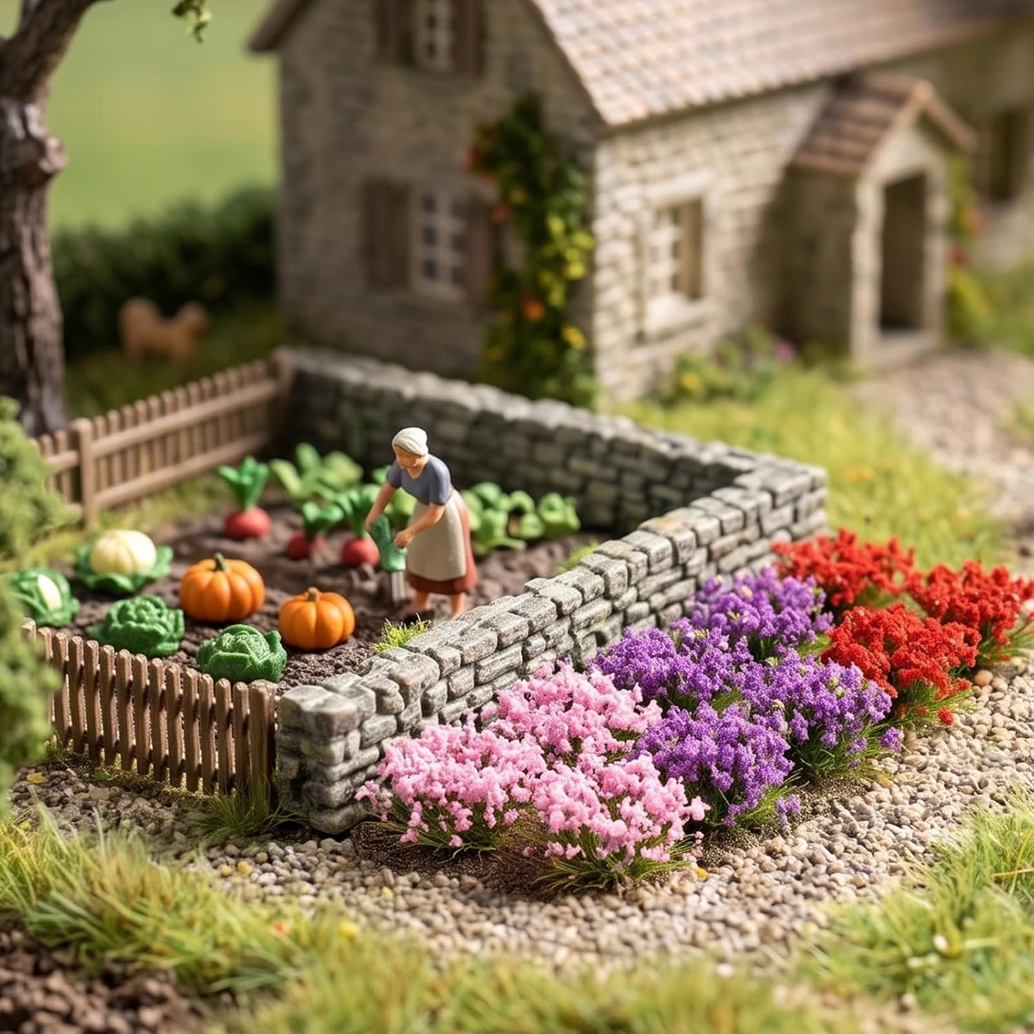 60Pcs Miniature Flowers for Crafts, Static Grass Tufts