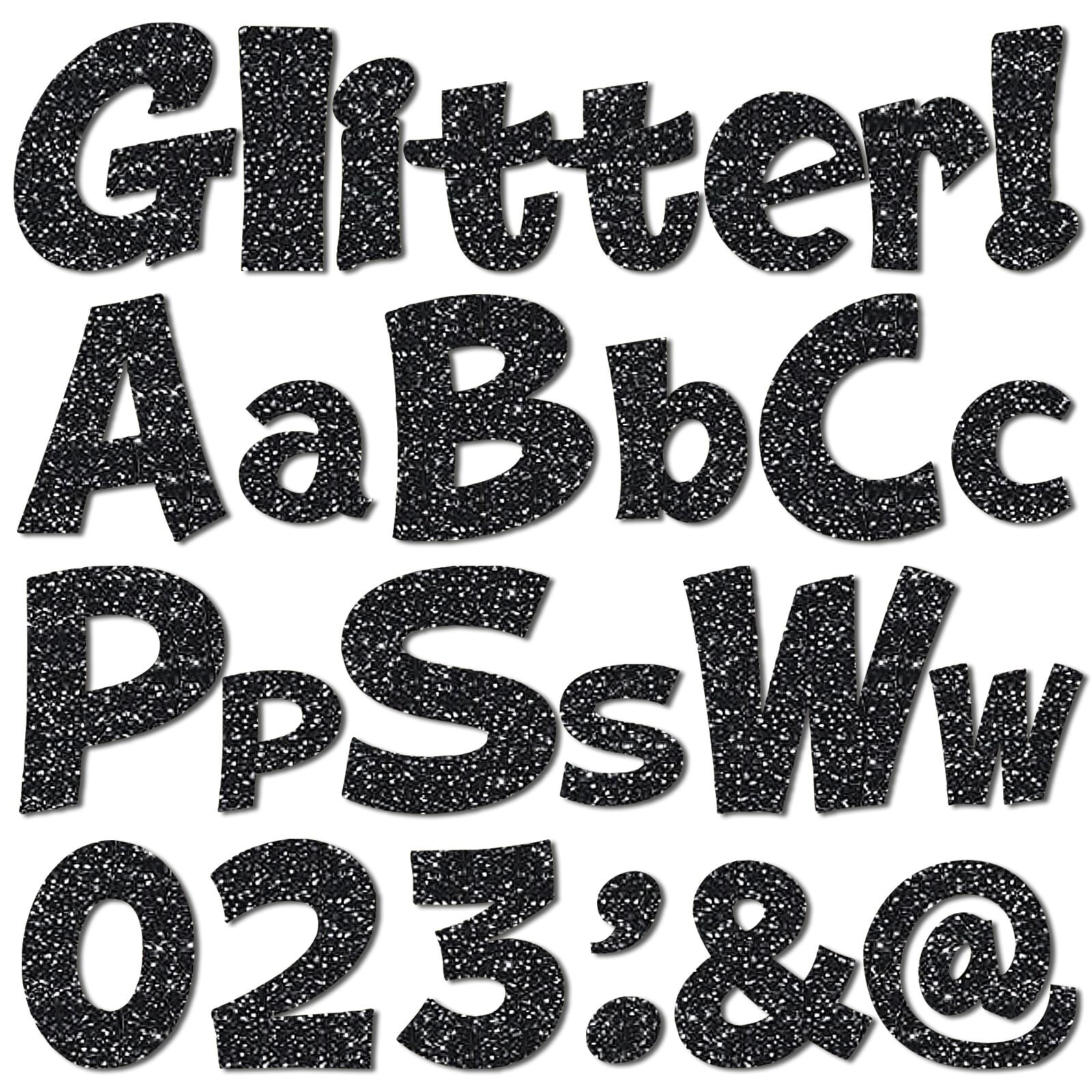 Colarr 144 Pcs Glitter Bulletin Board Letters for Classroom, Black, 4 Inch
