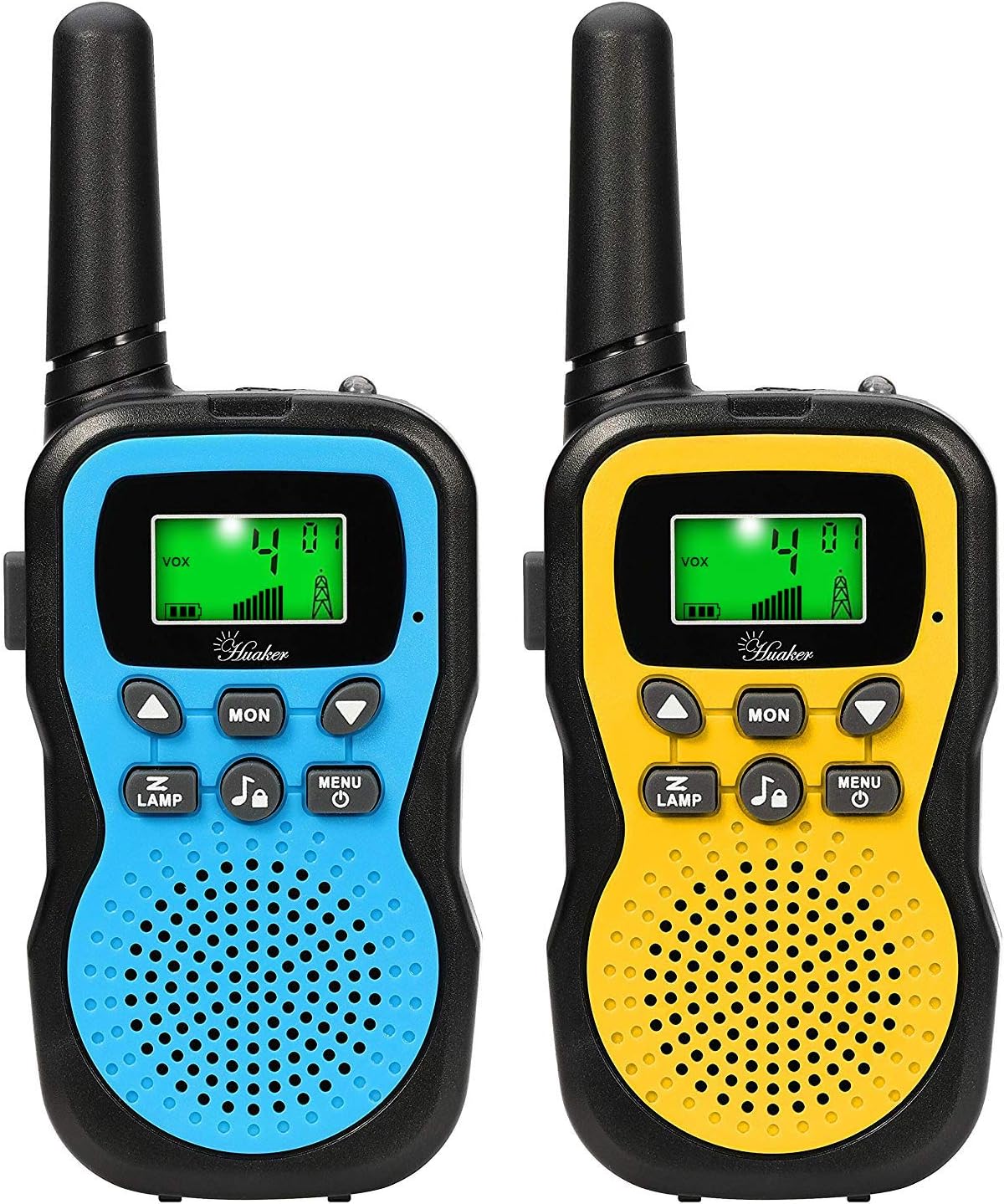 Huaker Kids Walkie Talkies,2 Pack 22 Channels 2 Way Radio Toy with Flashlight and LCD Screen ,3 Miles Range Walkie Talkies for Kids Outside Adventures, Camping, Hiking