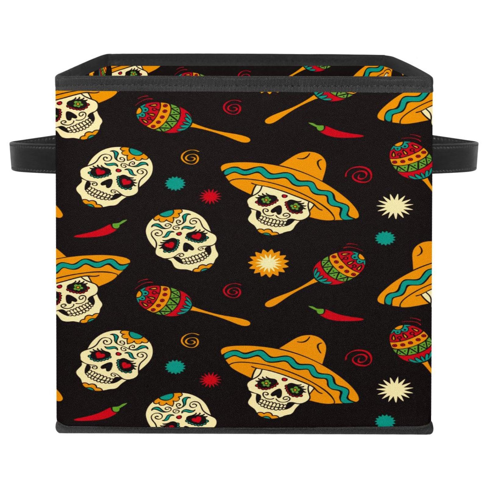 Panier de rangement en tissu pour chambre et jouets calavera